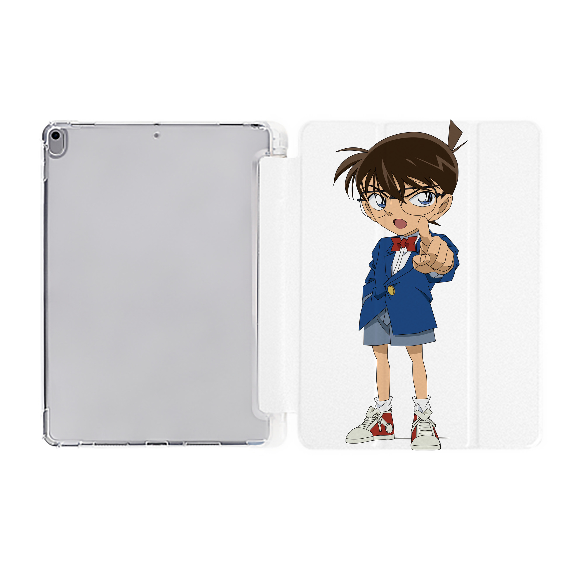 （画像用） 名探偵コナン 江戸川 コナン Detective Conan Conan Edogawa IPad ケース ペン収納付き 三つ折りスタンド PUレザー×シリコン 対応機種9.5/10.5/10.9インチ